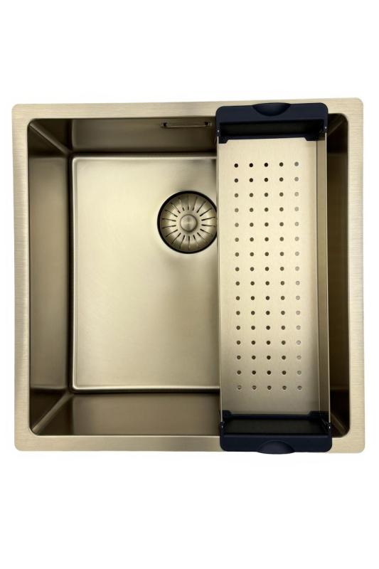 Pure.Sink Prestige sink 40x40 cm PVD Gold 10mm radius undermount, flush mount, and top mount PPG4040-60