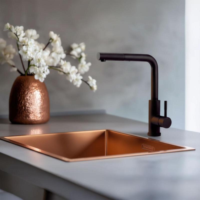 Pure.Sink Prestige sink 40x40 cm PVD Copper 10mm radius undermount, flush mount, and surface mount PPG4040-62