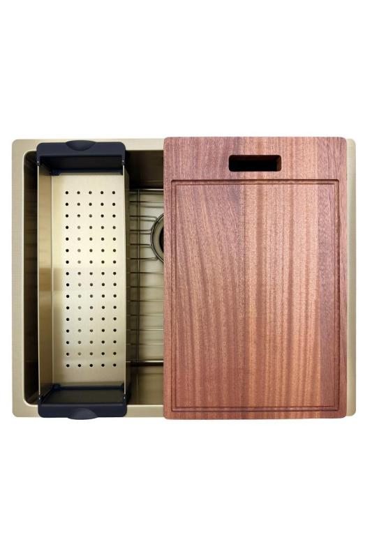 Pure.Sink Prestige sink 50x40 cm PVD Gold 10mm radius undermount, flush mount, and top mount PPG5040-60.