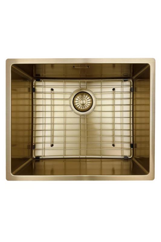Pure.Sink Prestige sink 50x40 cm PVD Gold 10mm radius undermount, flush mount, and top mount PPG5040-60.