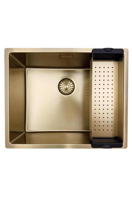 Pure.Sink Prestige sink 50x40 cm PVD Gold 10mm radius undermount, flush mount, and top mount PPG5040-60.