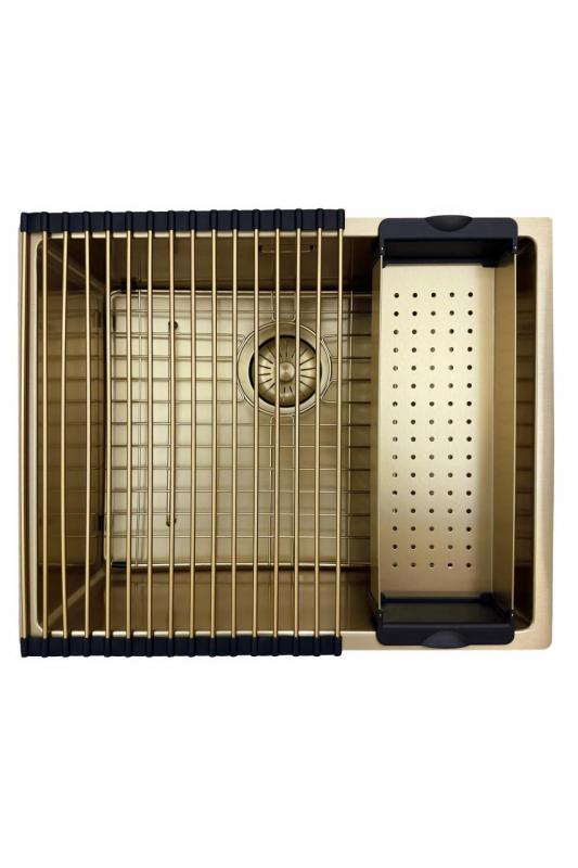 Pure.Sink Prestige sink 50x40 cm PVD Gold 10mm radius undermount, flush mount, and top mount PPG5040-60.