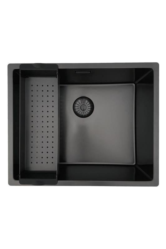 Pure.Sink Prestige sink 50x40 cm PVD Gun Metal 10mm radius under, flush and top mount PPG5040-61