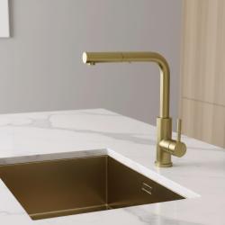 Pure.Sink Elite Steel Spark-S kitchen faucet PVD brushed gold with pull-out spout PS8041-60