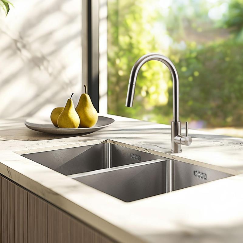 Pure.Sink Elite Steel Stream-S kitchen faucet stainless steel with pull-out spout PS8045-02