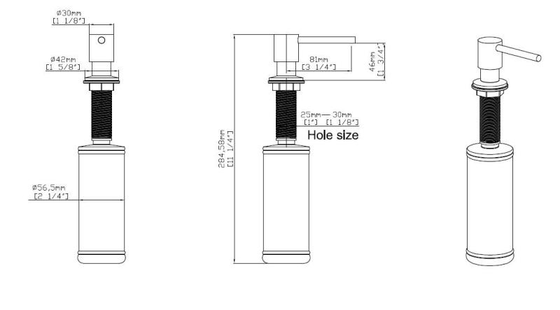 Pure.Sink Elite Steel Shine built-in soap dispenser stainless steel top-fillable PS9010-02