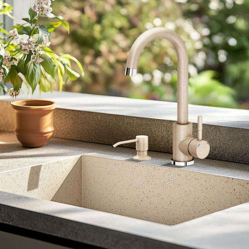 Quadri Manchester Built-in Soap Dispenser Beige Sand - Top Refillable 1208967658