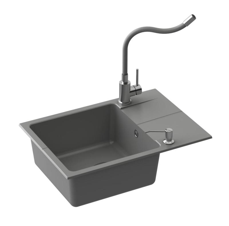 Quadri Bristol Kitchen Mixer Tap Stainless Steel with Flexible Grey Spout 1208967663