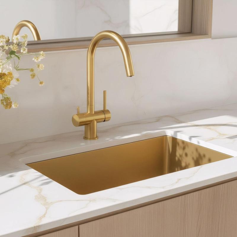 Quadri Leicester Kitchen Faucet PVD Gold 3-way with an extra connection for filtered water 1208967669