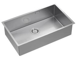 Aquadesign Zara Stainless Steel Sink 74x44cm Undermount, Flush Mount and Top Mount with Stainless Steel Plug - 1208967758