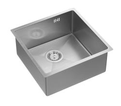 Aquadesign Zara Stainless Steel Sink 44x44cm Under-counter, Flush-mounted, and Surface-mounted with Stainless Steel Plug - 1208967760