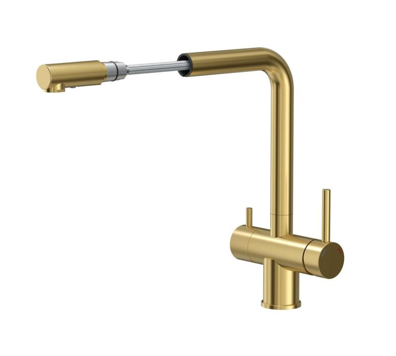 Quadri Ellesmere Kitchen Mixer Tap PVD Gold 3-way with Extra Connection for Filtered Water 1208967781
