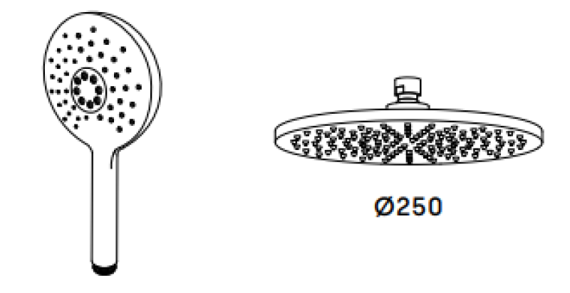 Waterevolution Flow thermostatic shower combination with rain shower PVD gold White Gold 250mm round T141TNR25WGE