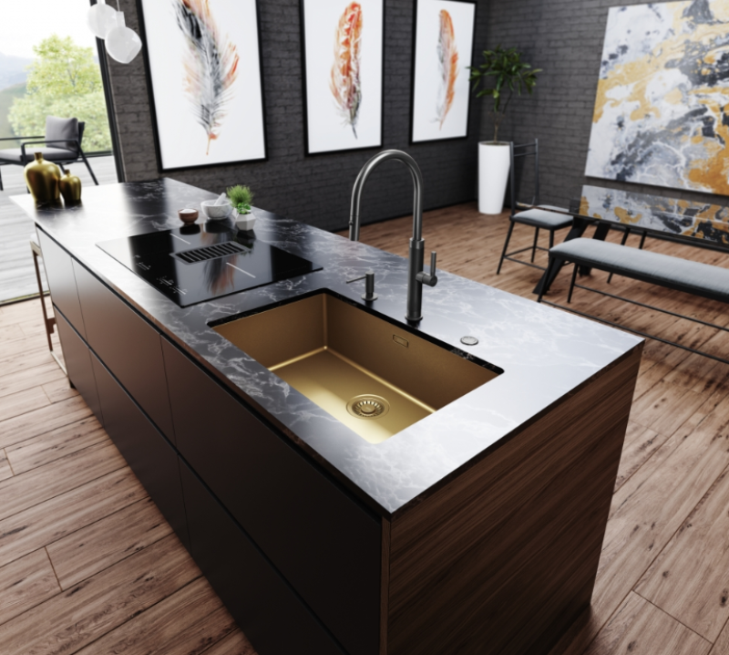 Franke Mythos Masterpiece Kitchen Faucet Anthracite with J-Spout and Pull-Out Spray Head - 115.0711.555