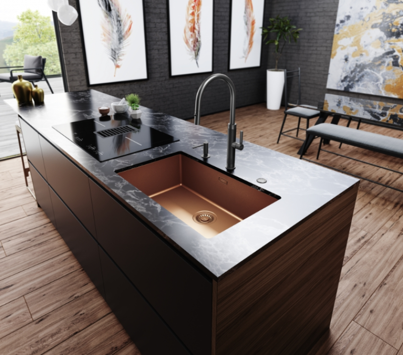 Franke Mythos Masterpiece Kitchen Faucet Anthracite with J-Spout and Pull-Out Spray Head - 115.0711.555