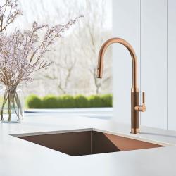 Franke Mythos Masterpiece Kitchen Faucet Copper with J-Spout and Pull-Out Spray - 115.0711.557