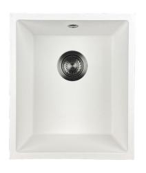 GraniteMy Universal White Granite Sink 34x40 cm white surface-mounted, under-mounted, and flush-mounted with gunmetal plug 1208967904