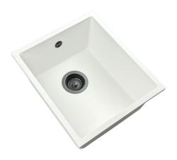 GraniteMy Universal White Granite Sink 34x40 cm white surface-mounted, under-mounted, and flush-mounted with gunmetal plug 1208967904