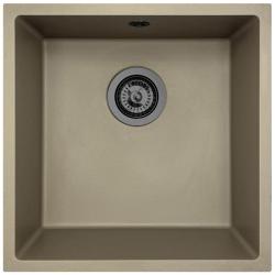 GraniteMy Universal Taupe Granite Sink 40x40 cm top mount, undermount, and flush mount with gun metal plug - 1208967913