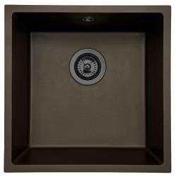 GraniteMy Universal Café Granite Sink 40x40 cm top mount, undermount, and flush mount with gun metal plug - 1208967917