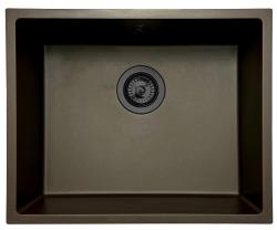 GraniteMy Universal Granite Café Sink 50x40 cm top-mounted, under-mounted, and flush-mounted with gun metal plug - 1208967928