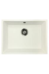 GraniteMy Universal Granite White Sink 55x40 cm for top mount, undermount, and flush mount with gun metal plug - 1208967933