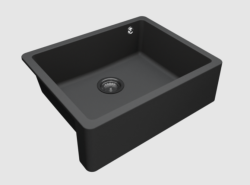 GraniteMy Tradition Country Sink Granite Sink 60x48 cm Black Undermount and Flush Mount with Gun Metal Plug 1208967939