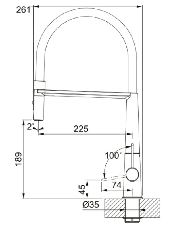Franke Icon Single-Lever Kitchen Faucet with Flexible Hand Shower, Black 115.0690.598