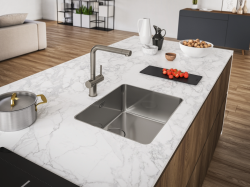 Franke Active Twist Single-Lever Mixer Tap Stainless Steel with Fixed Spout and Integrated Waste Control 115.0653.504