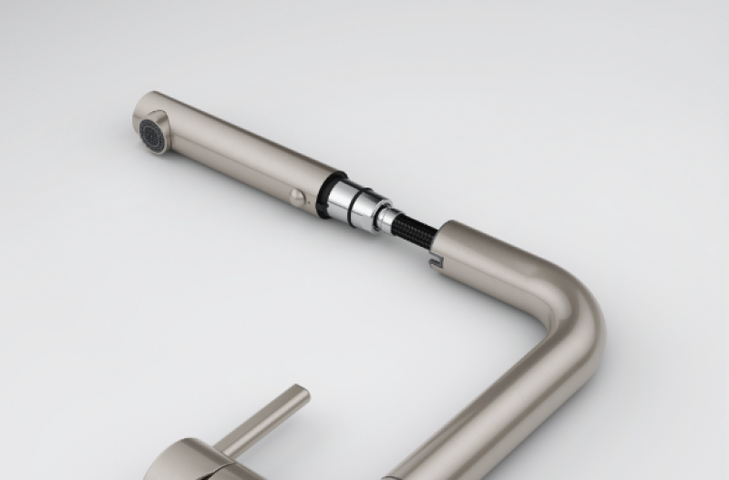 Franke Active Twist Single-Lever Mixer Tap Stainless Steel Look with Pull-Out Spout and Integrated Waste Control 115.0653.505