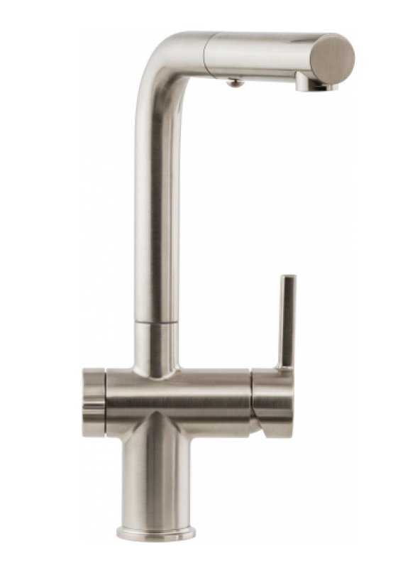 Franke Active Twist Single-Lever Mixer Tap Stainless Steel Look with Pull-Out Spout and Integrated Waste Control 115.0653.505