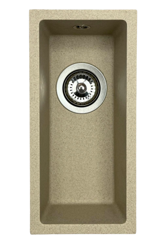 GraniteMy Universal granite beige sand small sink 17x40 cm top-mount, under-mount, and flush-mount with stainless steel plug 1208968002