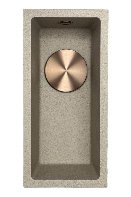 GraniteMy Universal granite beige sand small sink 17x40 cm surface-mounted, under-mounted, and flush-mounted with copper plug 1208968004