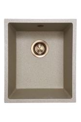 GraniteMy Universal granite beige sand sink 34x40 cm for top-mount, under-mount, and flush-mount installation with copper plug 1208968009