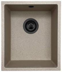 GraniteMy Universal granite beige sand sink 34x40 cm for top-mount, undermount, and flush installation with black plug 1208968010