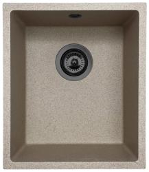 GraniteMy Universal granite beige sand sink 34x40 cm top mount, undermount, and flush mount with gun metal plug 1208968011