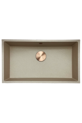 GraniteMy Universal granite beige sand sink 74x40 cm surface-mounted, under-mounted, and flush-mounted with copper plug 1208968019