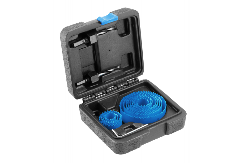 Hoegert Carbon steel hole saw set 14 pcs.