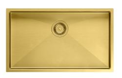 Aquadesign Zara Sink Gold 74x44cm Under-counter, Flush-mounted, and Surface-mounted with Gold Plug - 1208969509