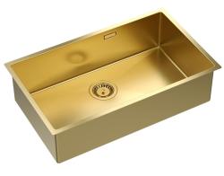 Aquadesign Zara Sink Gold 74x44cm Under-counter, Flush-mounted, and Surface-mounted with Gold Plug - 1208969509