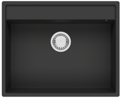 GraniteMy Bremen Granite Sink 64x52 cm Black – Top Mount, Undermount, and Flush Mount with Tap Hole Deck and Stainless Steel Plug 1208969992