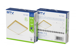 ALTAR LED Ceiling Lamp, 295x295mm, 4000K, 24W, 1680lm, AC180-250V, 50/60 Hz, PF>0.5, IP44, Golden,3y