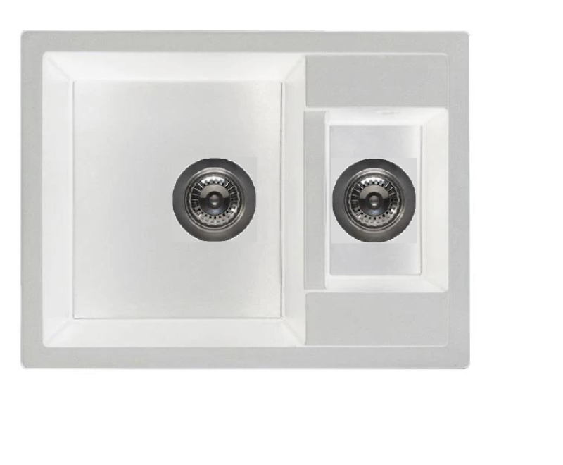 GraniteMy Smart extra shallow 1.5 granite countertop white sink 58x44cm with white plug and cover 1208970052