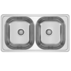 Banka Diplomat stainless steel double sink, surface mounted, 80x44 cm 1208970059