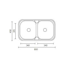 Halifax RVS Double Sink Built-in 80x45 cm 1208970060
