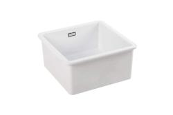 Ausmann Ceramic Ember Ceramic White Square Sink Topmount and Undermount 40 x 40 cm with Stainless Steel Plug 1208970094