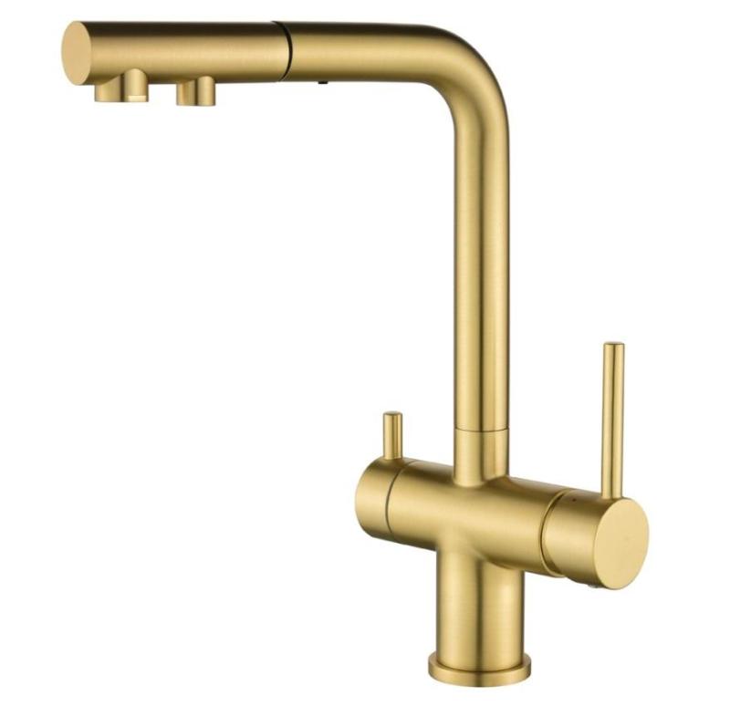 Ausmann Ellington 3-Way Kitchen Faucet with Pull-Out Spout and Filtered Water – Gold – 1208970498