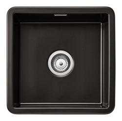 Ausmann Ceramic Ember Ceramic Mat Black Square Sink Top Mount and Under Mount 40 x 40 cm with Stainless Steel Plug 1208970507