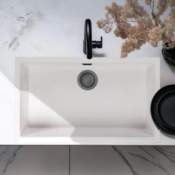 White Large Sink 70x40 cm Undermount, Countertop, and Flush Mount with Gun Metal Plug 1208970520