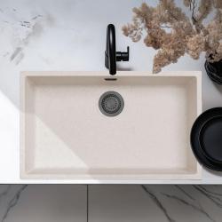 Sand White Large Sink 70x40 cm Undermount, Topmount and Flushmount with Gun Metal Plug 1208970524